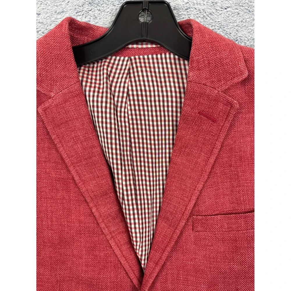 Sand Copenhagen Sherman Red Linen Blazer Sport Coat Mens Size 48 100% Linen 6669